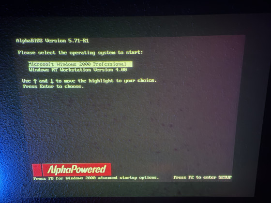 The boot picker with NT 4.0 and 2000 AXP on it.