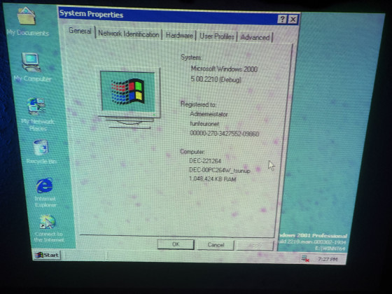System Properties of the debug build
