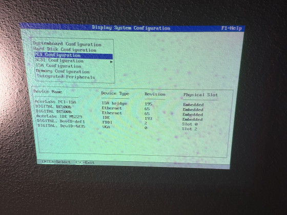 AlphaBIOS - PCI Configuration