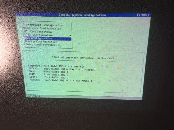 AlphaBIOS - ISA Configuration