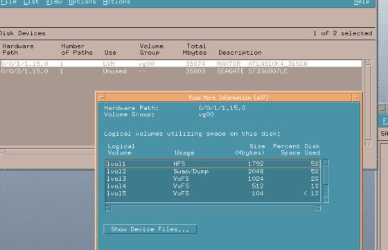 Partition layout nabootovaného disku