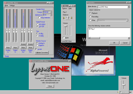 This is how the sound card looks in Windows NT, look at the cool mixer it includes.