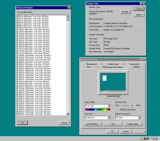 The full list of resolutions: 640x480, 800x600, 1280x480, 1024x768, 1600x600, 1152x864, 1280x1024, 2048x768, 1600x1000, 2304x864, 1920x1200, 2560x1024, 3200x1000, 3200x1200 and 3840x1200